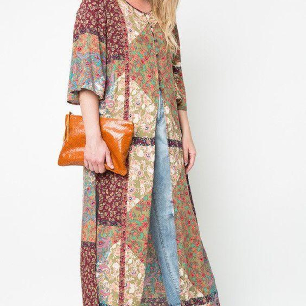 Bohemian Floral Print Duster